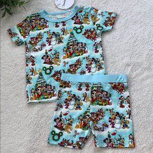 NWT Showstoppers Disney Christmas Bamboo Pajama Set Mickey & Minnie 18-24M